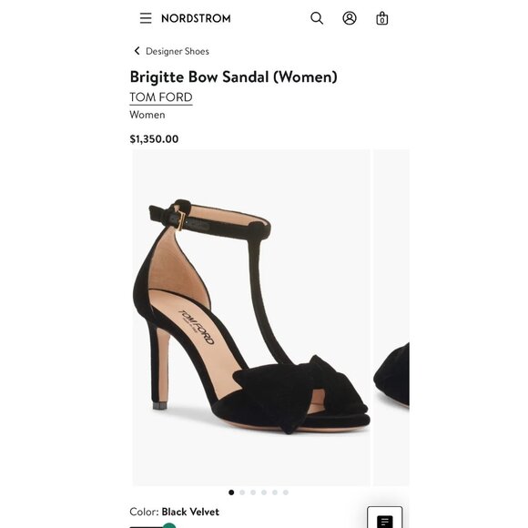 Tom Ford Brigitte Bow Sandals Velvety Black Stiletto Heels Women Size 36 US5 - Picture 15 of 16